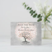 Trouwdag met Bleekroze Hartbladboom Aankondigingskaart (Staand voorkant)