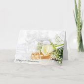 trouwdag met champagne en witte roos kaart (Voorkant)