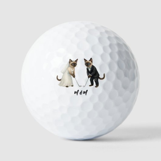 Trouwdag met golf-thema voor kattenliefhebbers Bru Golfballen (Voorkant)