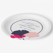 Trouwdag met moderne marine en roze Ginkgo-bladere Papieren Bordje (Gekanteld)