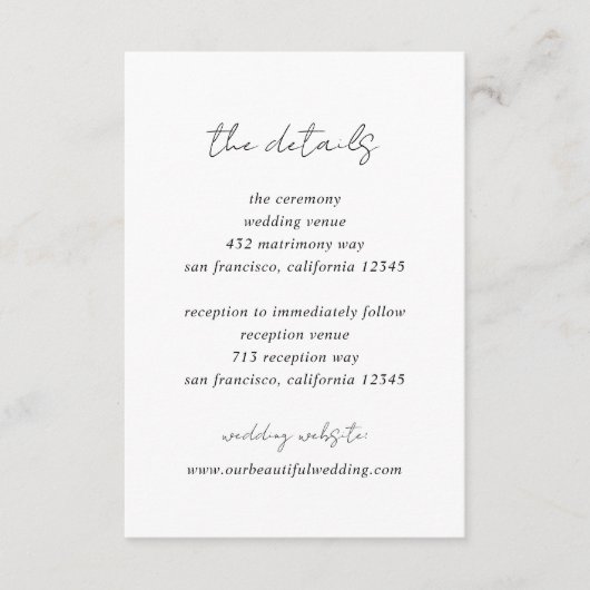 Trouwdag met Moderne Minimalistische Zwart-Wit Sti Informatiekaartje (Voorkant)