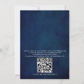 Trouwdag met Navy Blauwe en Burgundy Blush QR-code Kaart (Achterkant)