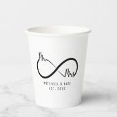 Trouwdag met oneindigheidssymbool voor meneer en m papieren bekers (Voorkant)