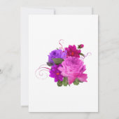 Trouwdag met vintage Fuchsia en paarse bloemen Save The Date (Achterkant)