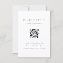 Trouwdag met vintage gouden klassieke moderne QR-c RSVP Kaartje