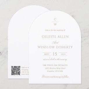 Trouwdag met vintage gouden monogram klassieke QR- Kaart