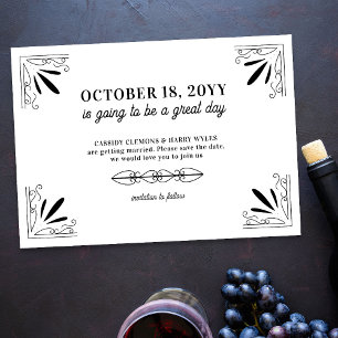 Trouwdag met vintage zwart-wit typografie save the date