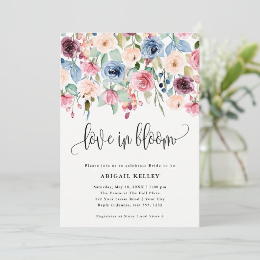 Trouwdag met waterverf bloemen bruiloft kaart (Staand voorkant)