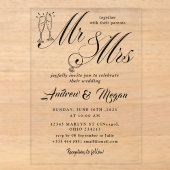 Trouwdag MR & MRS Acryl Uitnodigingen (Voorkant)