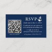 Trouwdag Nautische Navy Blauwe Anker RSVP QR Informatiekaartje (Voorkant)