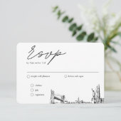 Trouwdag New York City Traditioneel RSVP Maaltijdo Informatiekaartje (Staand voorkant)