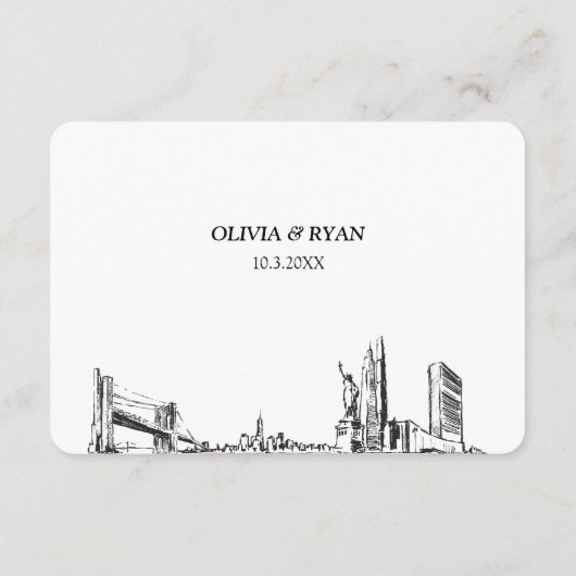 Trouwdag New York City Traditioneel RSVP Maaltijdo Informatiekaartje (Achterkant)