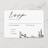 Trouwdag New York City Traditioneel RSVP Maaltijdo Informatiekaartje (Voorkant)