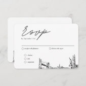 Trouwdag New York City Traditioneel RSVP Maaltijdo Informatiekaartje (Voorkant / Achterkant)