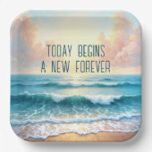 Trouwdag ochtend zeegezicht papieren bordje (Voorkant)