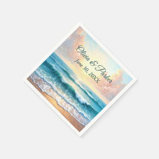 Trouwdag ochtend zeegezicht servet (Hoek)