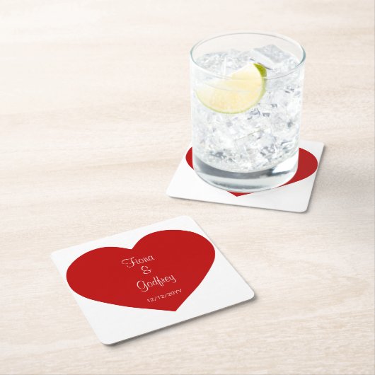 Trouwdag Onderzetters Romantisch Rood Hart (Insitu)