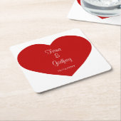 Trouwdag Onderzetters Romantisch Rood Hart (Schuin)