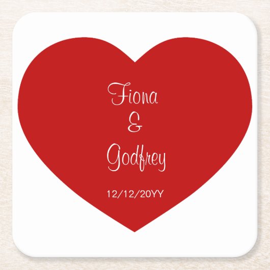Trouwdag Onderzetters Romantisch Rood Hart (Voorkant)