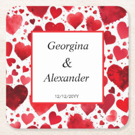 Trouwdag Onderzetters Romantische Rode Harten