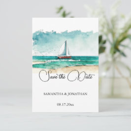Trouwdag op een cruiseschip, modern minimalistisch save the date