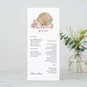 Trouwdag op het koraal- en schelpenstrand menu (Staand voorkant)