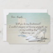 Trouwdag op het strand, Glas, Hoge Hakken  Bruidsm Kaart (Achterkant)