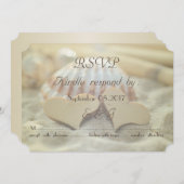 Trouwdag op het strand,Schelpen,Houten harten   RS Kaart (Voorkant / Achterkant)