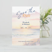 Trouwdag op het strand Zonsondergang Kust Save The Kaart (Staand voorkant)