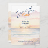 Trouwdag op het strand Zonsondergang Kust Save The Kaart (Voorkant / Achterkant)