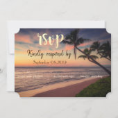 Trouwdag op Sunset Beach, Palms RSVP Kaart (Voorkant)
