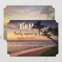 Trouwdag op Sunset Beach, Palms RSVP Kaart