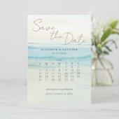 Trouwdag op Sunset Beach Save The Date (Staand voorkant)