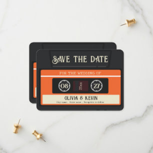 Trouwdag op vintage cassettes save the date