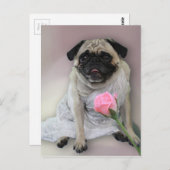 Trouwdag Pug Briefkaart (Voorkant / Achterkant)