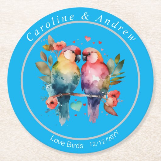 Trouwdag / repetitie Onderzetters Tortelduifjes (Voorkant)