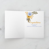 Trouwdag Roos blauw geel Kaart (Binnen)