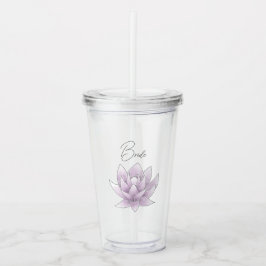 Trouwdag Roze Lotus Bruid Acryl Drinkbeker