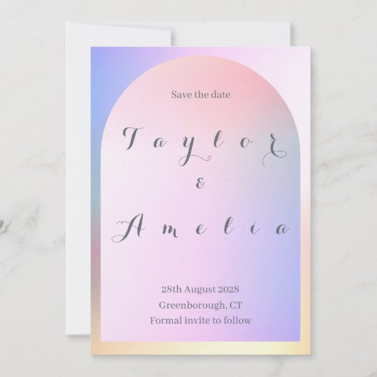 Trouwdag Save the Date Roze Lilac Ombre Boog (Voorkant)