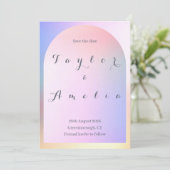 Trouwdag Save the Date Roze Lilac Ombre Boog (Staand voorkant)