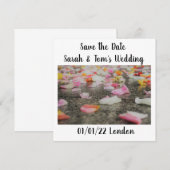 trouwdag save the date rozenblaadjes kaart (Voorkant / Achterkant)