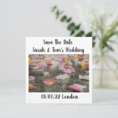 trouwdag save the date rozenblaadjes kaart (Staand voorkant)