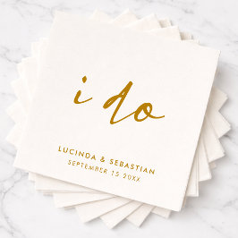 Trouwdag servetten | I Do Goud & Witte Servet Set
