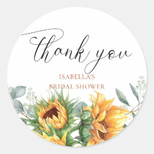 Trouwdag Sunflower Dankjewel Ronde Sticker