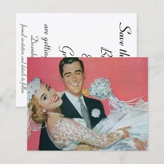 Trouwdag te gek! Gefeliciteerd pasgetrouwden, Save The Date (Voorkant / Achterkant)