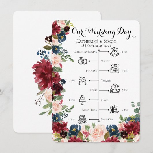 Trouwdag Tijdlijn Kaart (Voorkant / Achterkant)