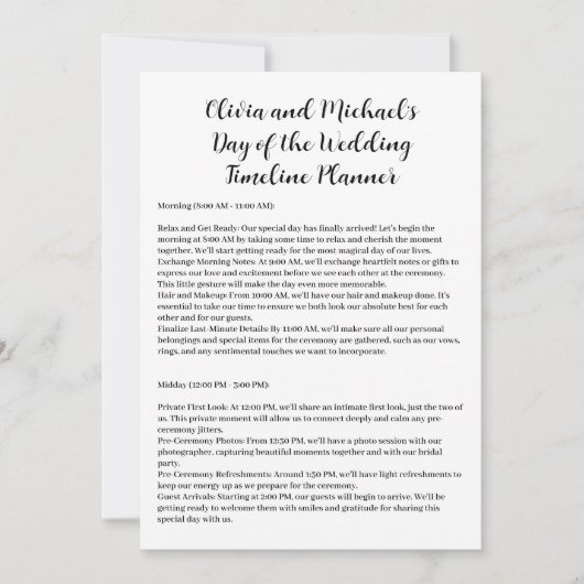 Trouwdag tijdlijn koppels kaart (Voorkant)