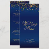 Trouwdag Trendy Gold Stippen op Navy Blue -Menu Programmakaart (Voorkant / Achterkant)