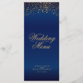 Trouwdag Trendy Gold Stippen op Navy Blue -Menu Programmakaart (Voorkant)