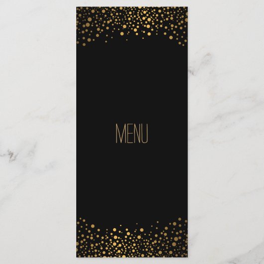 Trouwdag Trendy Gouden Stippen en Zwart Menu (Achterkant)
